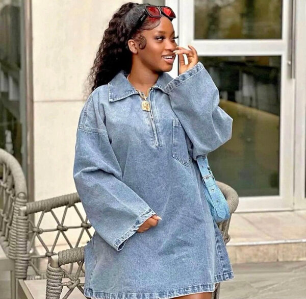 Robe en jeans oversize décontractée pour femme