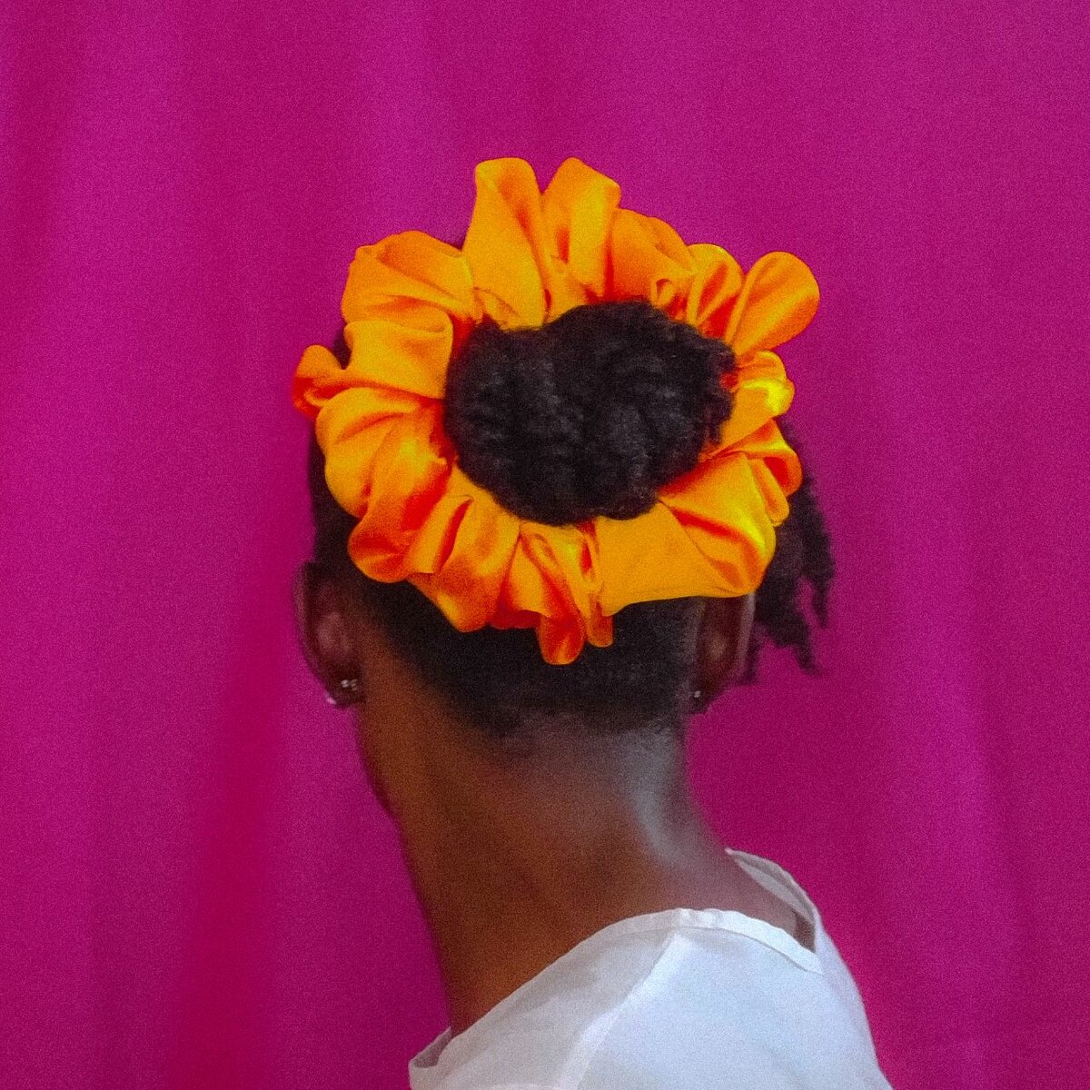 Chouchou satin orange vif (XL)