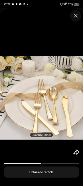 Ensemble de couverts dorés 60 pièces