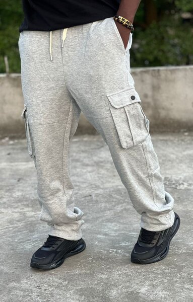 Pantalon cargo gris homme