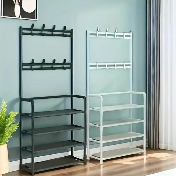 Rangement 4 niveaux à chaussures et porte manteau