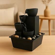 Fontaine d'intérieur décorative en noir