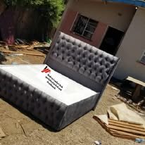 custom made bed with a high base