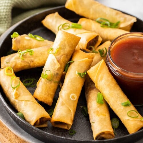 Frozen spring rolls and samosas