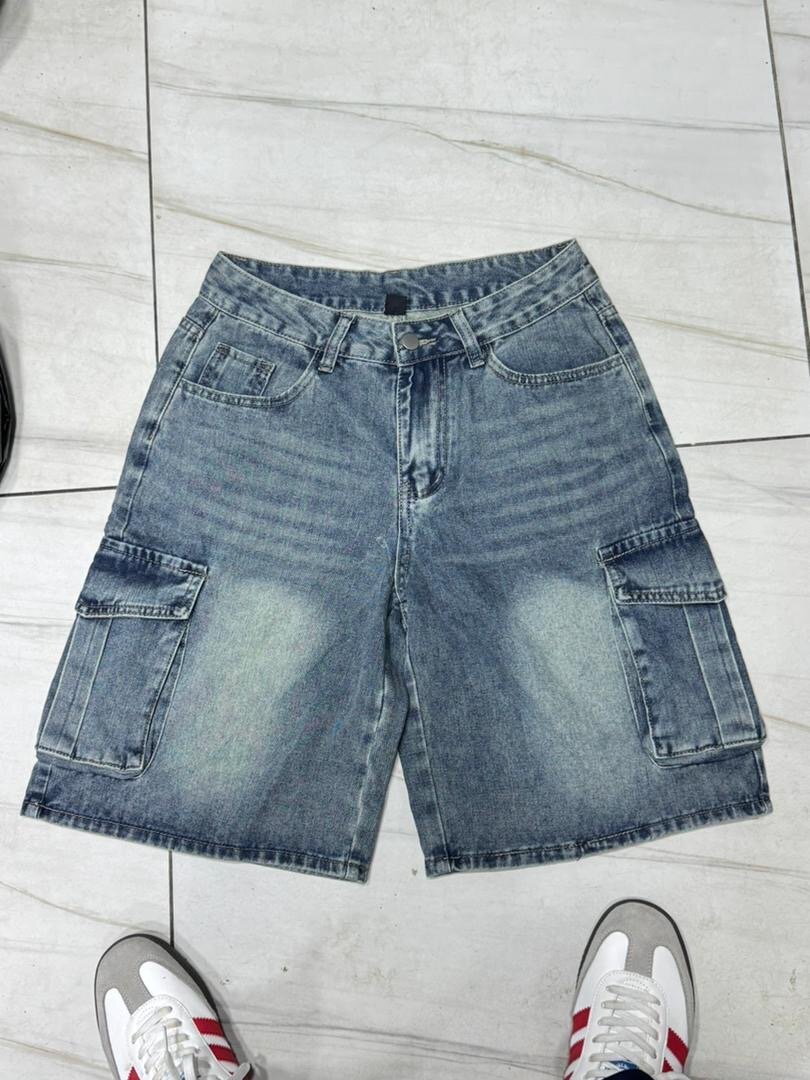 Short en jean cargo homme