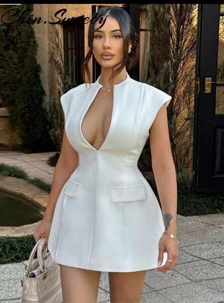 Robe Blazer Évasée Blanche