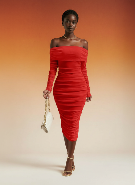 Robe moulante épaules dénudées