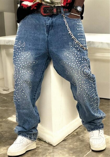 Jeans décontractés avec chaînes