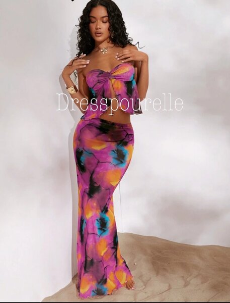 Ensemble Crop Top et Jupe Longue