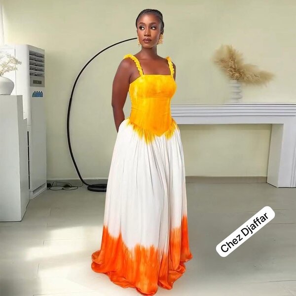 Robe longue orange et blanche dégradé