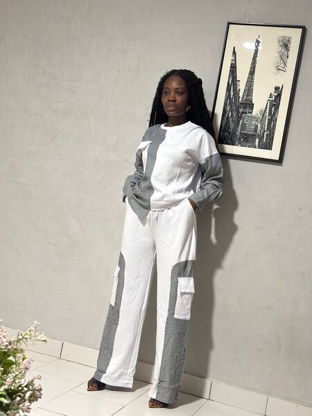 Ensemble décontracté blanc-gris