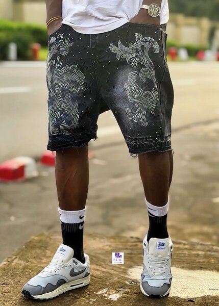 Shorts jeans homme brodés