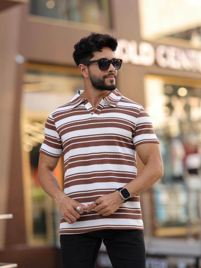 Polo rayé pour hommes - Élégant et décontracté