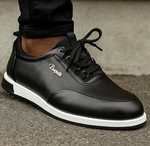 Sneakers en cuir noir homme