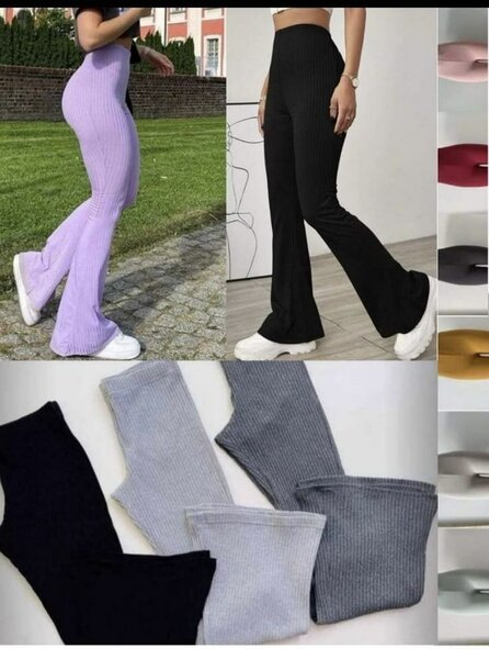 Pantalon évasé côtelé femme