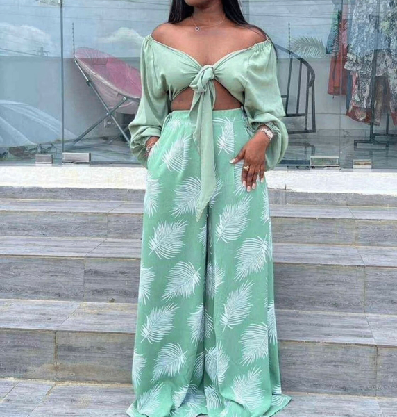 Ensemble Top et Pantalon Tropical