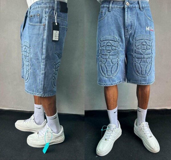 Shorts en jean brodés homme
