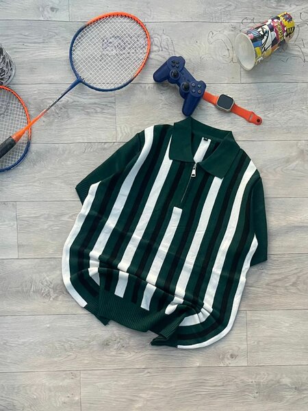 Polo en tricot rayé homme