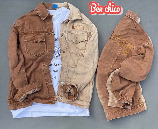 Veste en denim bicolore unisexe