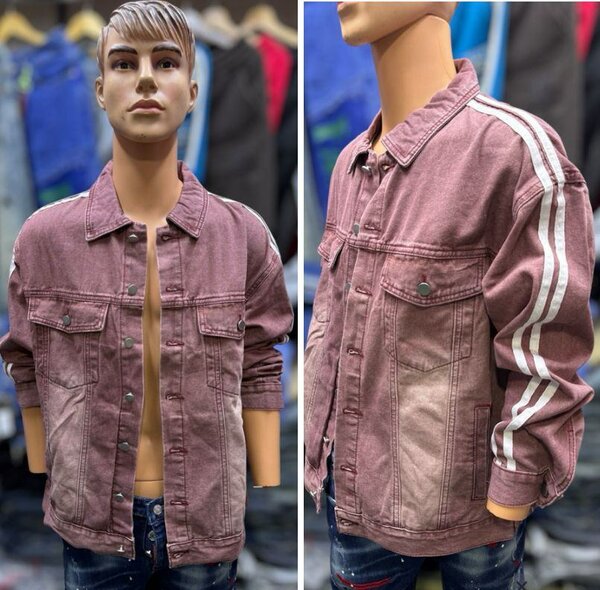 Veste en jean rose homme