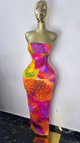 Robe Tube Orange Été Femme