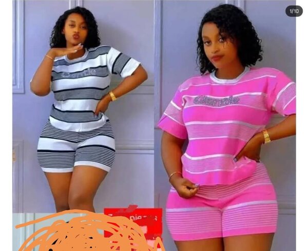 Ensemble short rayé femme