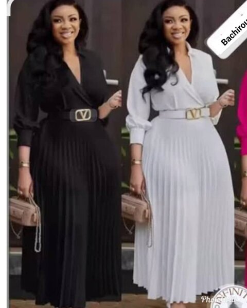 Robe élégante longue ceinturée