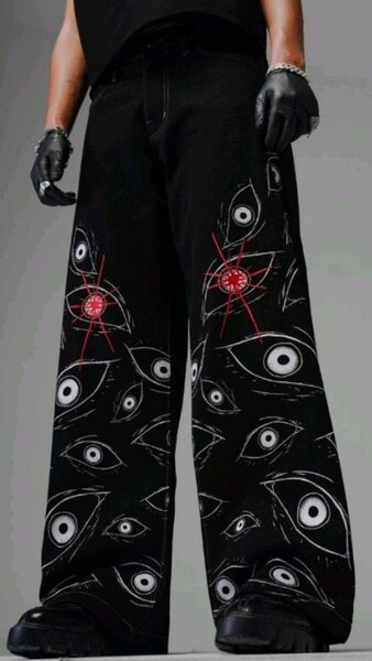 Pantalon ample motif oeil
