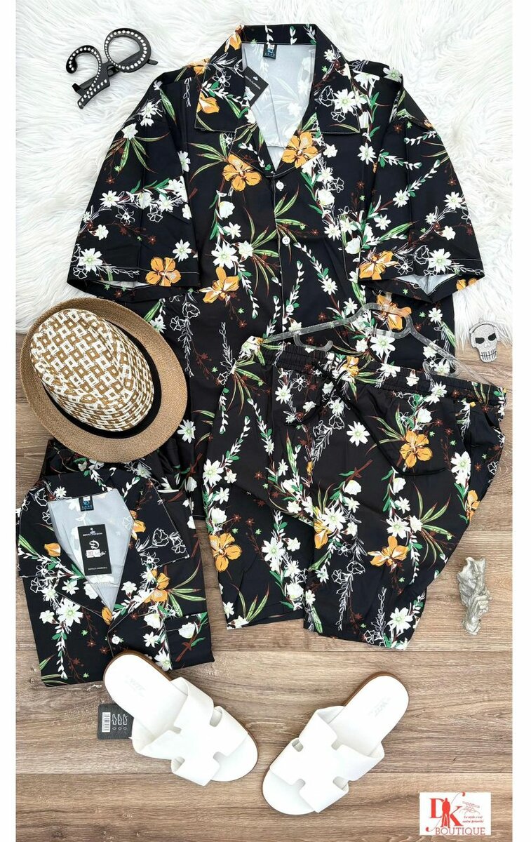 Ensemble chemise et short tropical