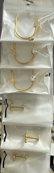 Piercings dorés acier inoxydable