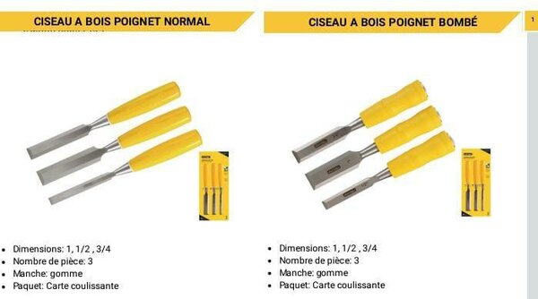 Ensemble de ciseaux à bois 3 pièces