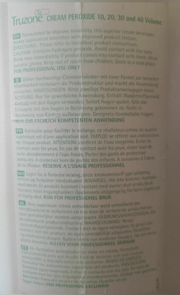 Hair Developer Truzone 20Vol