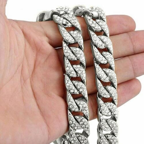 Rhinestone Cuban Chain Men's Hip Hop Necklace Bracelet Women