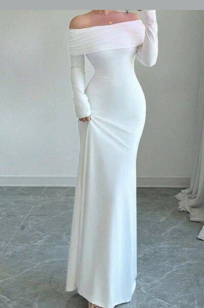 Robe longue élégante blanche
