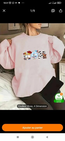 Pull Rose Imprimé Dessin Animé