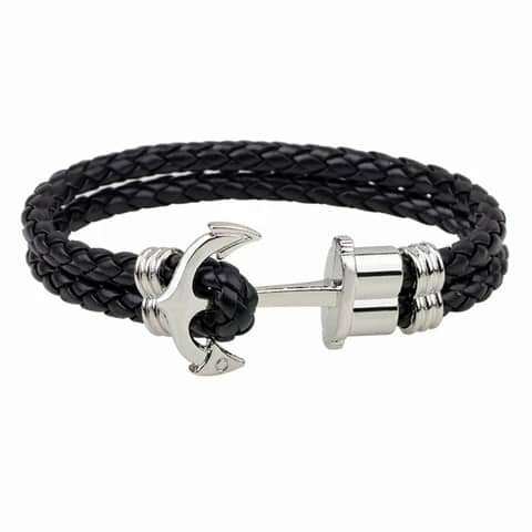 Bracelet homme noir argent