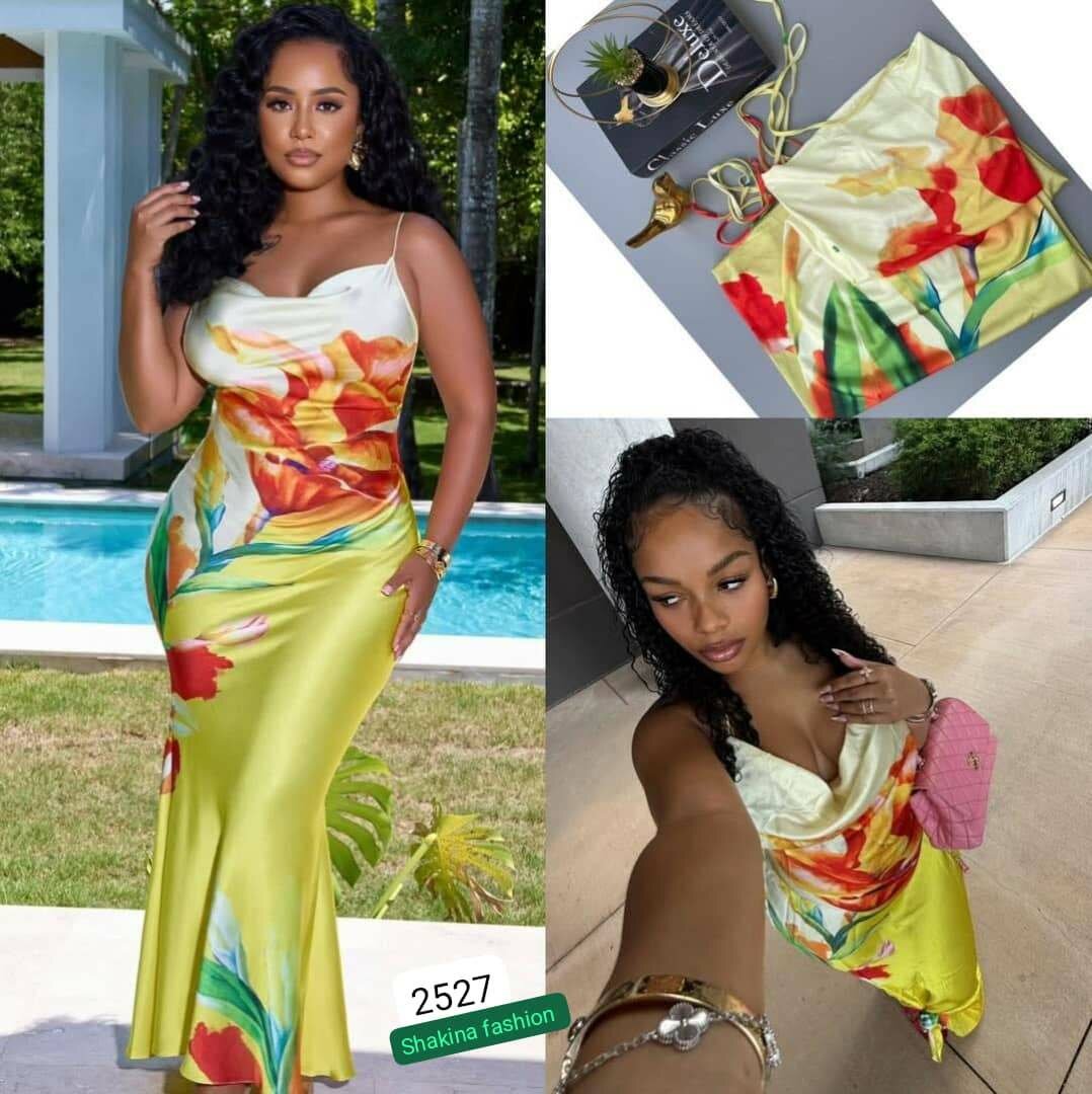 Robe longue glamour florale