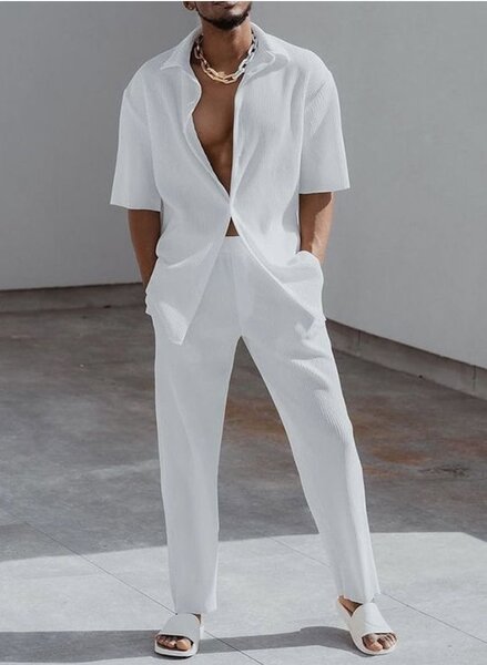 Ensemble blanc en lin homme