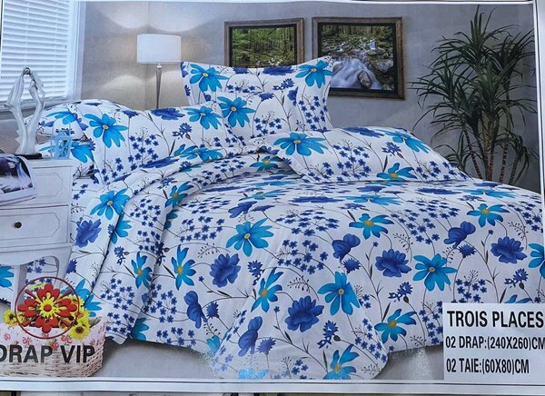 Parure de lit à fleurs bleues