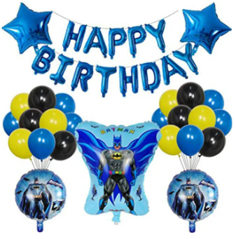 Theme Birthday Decorations Balloon Set for Boys- Super Hero theme, Batman man Party Supplies Pack (80 Pcs)