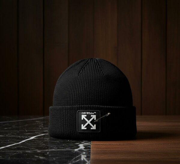 Bonnet en laine noir Off-White