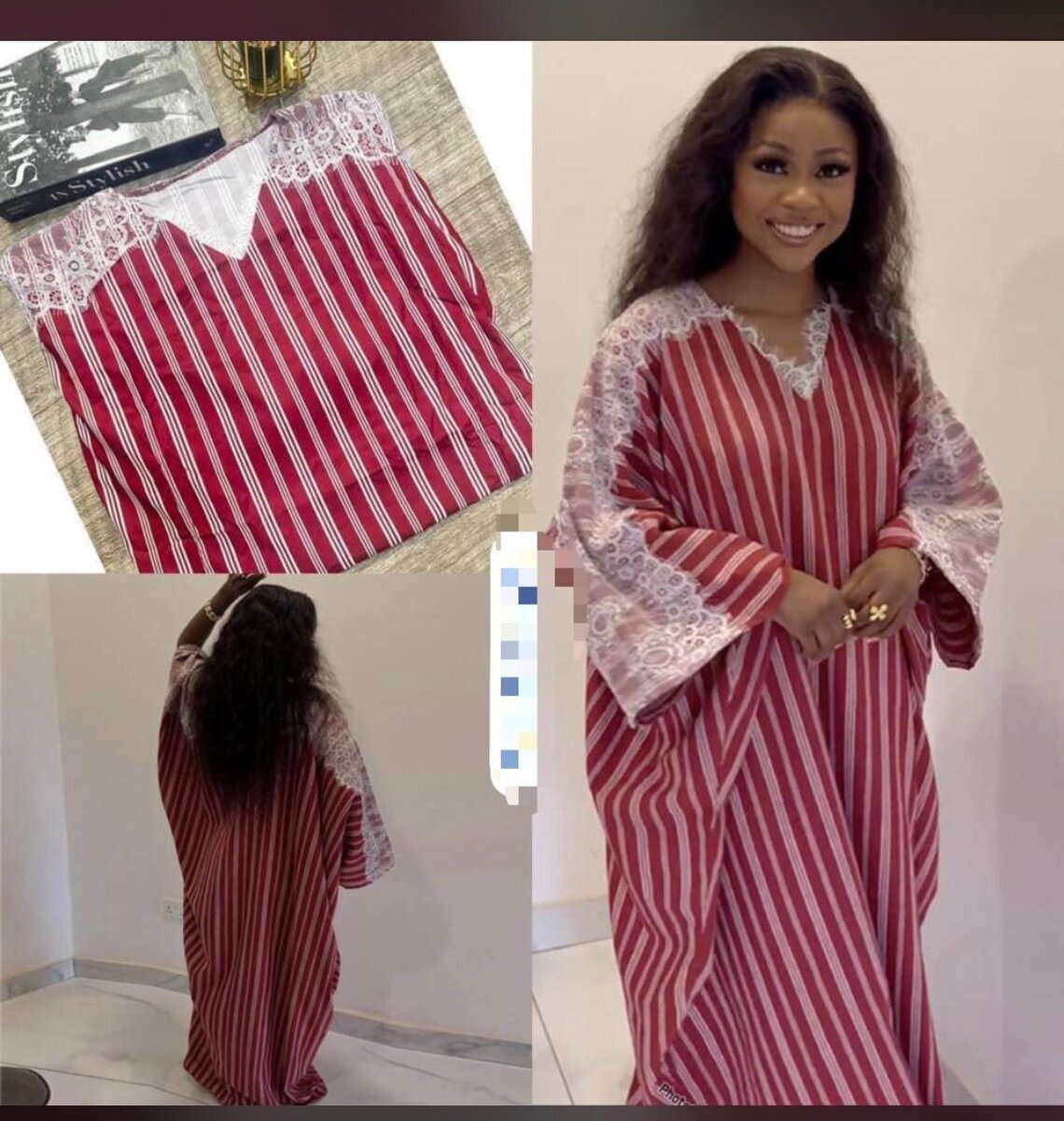 Caftan rayé pour femme, confortable et élégant