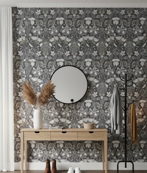 Papier peint floral gris élégant