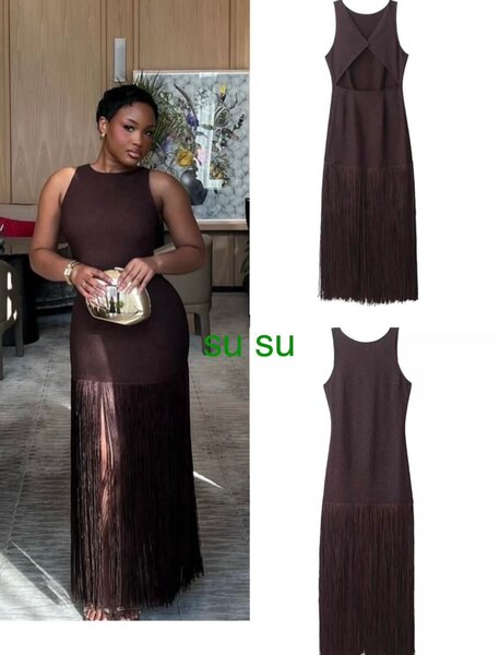 Robe à franges dos nu