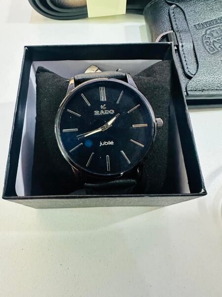 Watch with leather strap