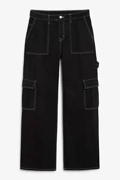 Jeans cargo noirs femme