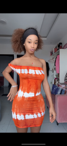 Robe en jersey orange style tie-dye