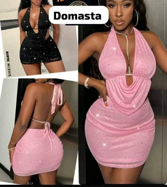 Robe mini à sequins rose/noir