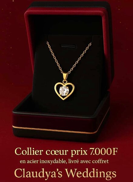 Collier Cœur Acier Inoxydable