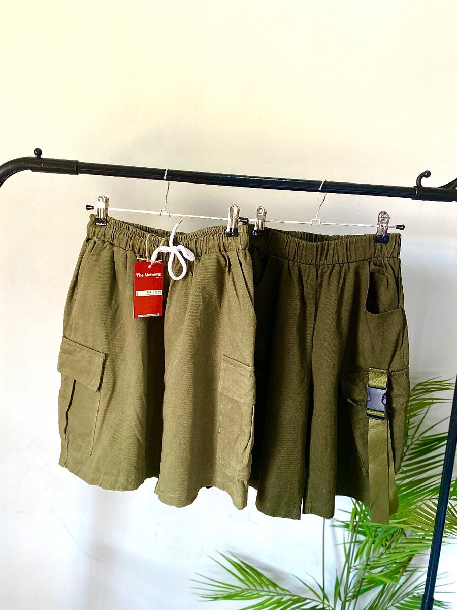 Olive green cargo shorts